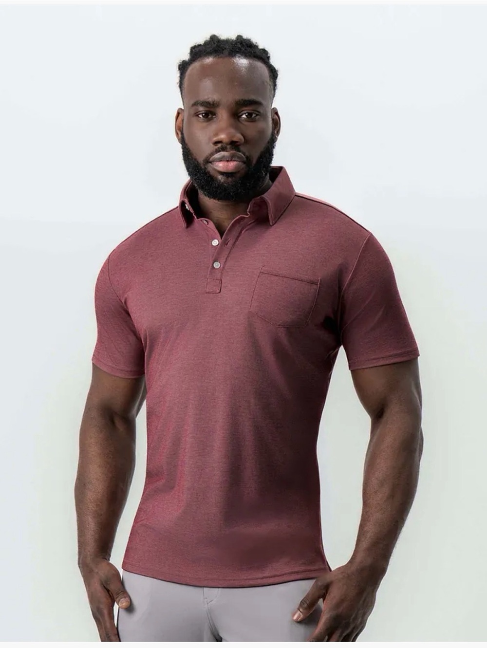 State & Liberty Men's Short-Sleeve Polo Shirt in Burgundy